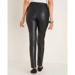 Chico's Faux Leather Ponte Slim Pants Size 16 S Classic Fit Black Coated Slimming Photo 4