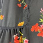 Old Navy  Sz M Tunic Dress Black Floral Print Long Balloon Sleeve V-neck Women’s Photo 3