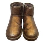 UGG  Classic Mini Metallic Sparkle‎ Bronze Boot Sz 8 Metallic Leather Cozy Winter Photo 2