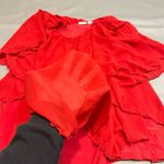 Cato Women's Plus Size 26 28W Red Sheer Ruffle Blouse Casual Photo 2