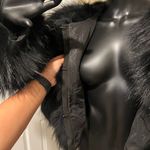 Genuine Raccoon Fur Coat Long Sleeve lined Trench Jacket Parka Puffer bomber fur Black Size XL Photo 10