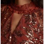 Anthropologie Sequin Embellished Top in Rust Flare Sleeve Size XS Photo 2