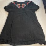 Umgee  Floral Embroidered Black Tunic Dress Lined Boho Crochet Cotton Size S‎ Photo 9