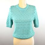 Joe Fresh Turquoise Perforated Knit Sweater Photo 0