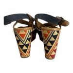 Levi's Levi’s Heels Women Size 8 Slingback Platform Blue Canvas Wedge Bohemian Open Toe Photo 5