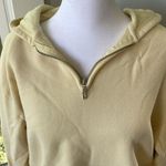 SO  Light Butter Pastel Yellow Boxy Cropped Quarter Zip Hoodie Sweatshirt Large Photo 1