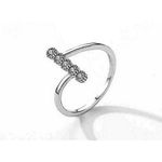 Boutique Women's Bezel‎ Set Simulated Diamond Platinum Plated S925 Rhodium Ring, Size 5 Photo 1