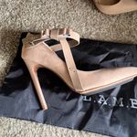 L.A.M.B. Bow strap suede leather Beige heeled pump with dust bag Photo 12
