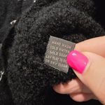 Womens Alpaca Wool Floral Embroidery Long Sweater Cardigan Heart Clasps Peru LRG Black Size L Photo 6