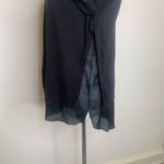 Black Sweater Sz Medium Scoop Neck Chiffon Hem Photo 4