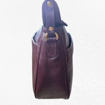 1980s Vintage Burgundy Leather Crossbody Satchel – Luxe Structured Shoulder Bag Red Photo 6