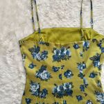 Aritzia Sunday Best Dress Mini Spaghetti Strap Satin Floral Green Blue 2 Photo 4