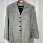 Doncaster  100% Woven Silk Button Jacket in Black White Size‎ 8 Petite Photo 0
