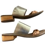 Latigo  Tapas Gold Metallic and Brown Braided Leather Slip On Sandal Photo 3