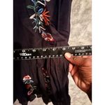 ZARA Trafaluc Boho Black Floral Embroidered Sheer Long Bell Sleeve Peasant Top M Photo 7