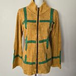 Topaz Mustard & Green Geometric Cotton Zip Jacket Size Large Photo 1