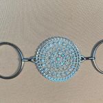 None Silver Tone Rhinestone Filigree Medallion Chain Link Belt Adjustable Fit Boho Photo 3