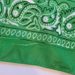 Lime Green Paisley Bandana Scarf with Black and White Pattern Photo 1