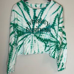 Grayson Threads  Women's Green Tie‎ Dye Long Sleeve Crop Top Shirt Size Small Photo 0