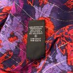 Ella Moss  Silk Floral Purple Red Gold Metallic Stripe Sheer Tie Neck Blouse sz M Photo 10