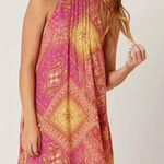 Free People Intimately  Beau Slip Dress Red Pink Yellow Mini Size XS Photo 0