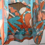 Multiples  Colorful Retro Floral Print Mesh 3/4 Roll Tab Sleeve High Low Hem Top Photo 7