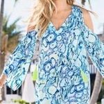 Lilly Pulitzer  Benicia Tunic Dress Cold Shoulder Size XS Indigo Sunset Swim Photo 0