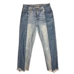 American Eagle  Vintage Hi-Rise Two Tone Raw‎ Hem Button Fly Ankle Jeans Size 6 Photo 1