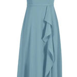 Azazie  Women's Size 4 Dusty Blue Ruffle Maxi Dress Formal Photo 0