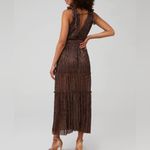 Sabina Musayev Helena Dress in Bronze Metallic Maxi Tiered Maxi Dress Size L Gold Size L Photo 1