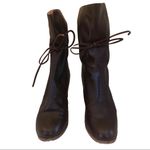 VINTAGE 1980'S CAMPIONE BROWN LEATHER "PAPER SACK" HEELED ITALIAN BOOTS (5.5) Photo 9
