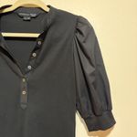 Veronica Beard  Coralee Puff Sleeve Ribbed Top Blouse Black Photo 3