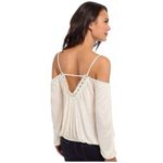 Free People  Adelia Ivory Cold Shoulder V Neck Long Sleeve Slub Tee size XS Photo 4