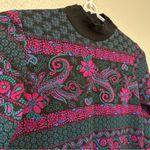 Cricket Lane Women's Floral Patterned Crewneck Light Sweater Black/Pink Paisley Black Size L Photo 1