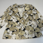 Joan Rivers  JACKET BLAZER FLORAL FLOWER WHITE TAN‎ SIZE 14  3/4 SLEEVE POCKETS Photo 0