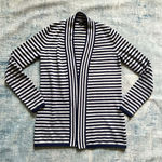 Talbots Navy Blue Off White Stripe Open Front Cardigan XS Photo 0