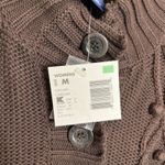 Women's Sweater Cardigan Espresso Chocolate Brown mock Y2K 90s Textured 3d Cable Size M Photo 7