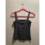 Aero Seriously Soft Square Neck Tank Black & White Striped Woman’s Size Medium Photo 3