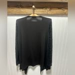 Carolyn Taylor  Black Open Front Cardigan velvet burnout sleeves sz L basic Photo 1