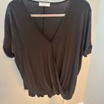 Zenana Gray Relaxed Wrap Short Sleeve Blouse Photo 0