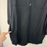 Lou & grey  Womens 100% Lyocell Shirt Dress Button Down Sz Medium Black Popover Photo 8