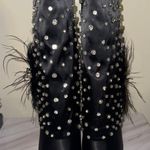 AZALEA WANG Blaise Rhinestone Black Stiletto Mid Calf Booties Size 8 Multi Photo 3