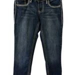 Ymi Y2K  Embroidered Low Rise Button Flap Pocket Capri Blue Jeans Size 5 Photo 8