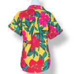 For Cynthia Button Up Shirt Linen Blend Hawaiian Floral Print Yellow Red Petite Photo 2