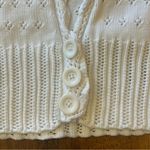 Jones New York Cardigan Medium White Eyelet Knit Sweater Button Waist 100%Cotton Photo 3