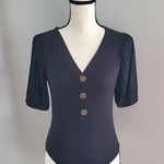 New York & Company Black Lightweight Button Up Bodysuit Size M Size M Photo 0