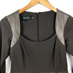 Rickie Freeman Teri Jon Sheath Dress Faux Leather Brown Size 4 Photo 3