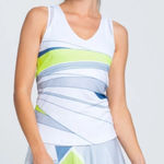 NWOT Lucky In‎ Love Going Strong Tennis Tank Top White Yellow Size XS Photo 0