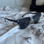 Sweet Claire Navy & Gold Clubmaster-Style Sunglasses — Old Money Classic Photo 1