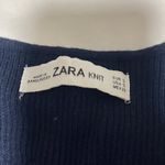 ZARA  | Knit Navy Tank Top with Orange Striped Hem Small Photo 3